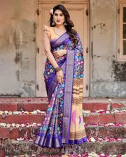 Elegant Royal Blue Silk Saree for Festive & Wedding Wear - Blue