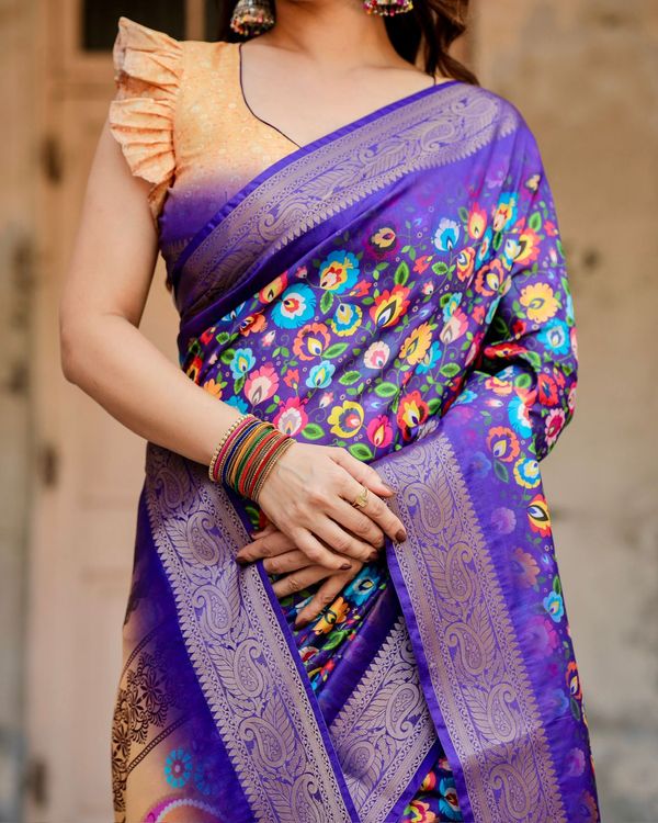 Elegant Royal Blue Silk Saree for Festive & Wedding Wear