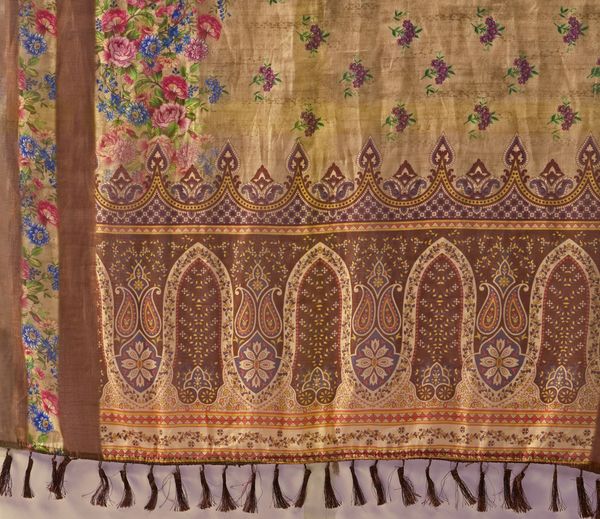 Floral Linen Cotton Saree with Printed Blouse