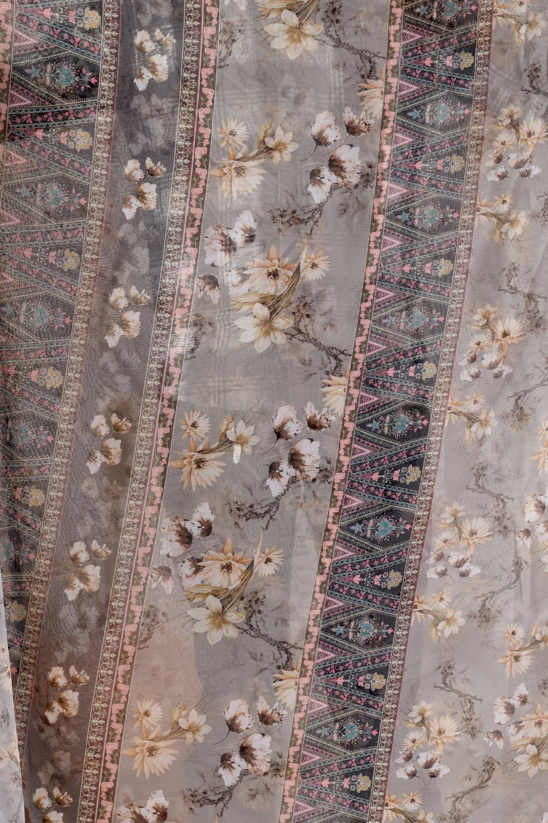 Elegant Grey Floral Party Wear Saree
