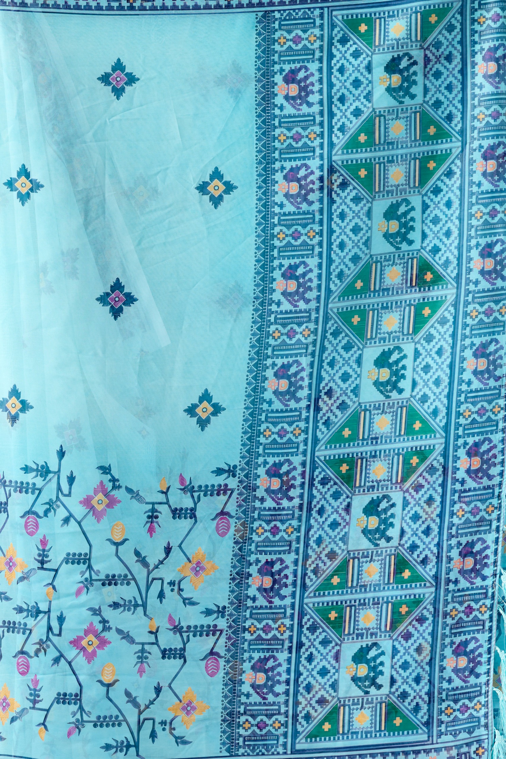 Sea Green Aura Georgette Designer Saree