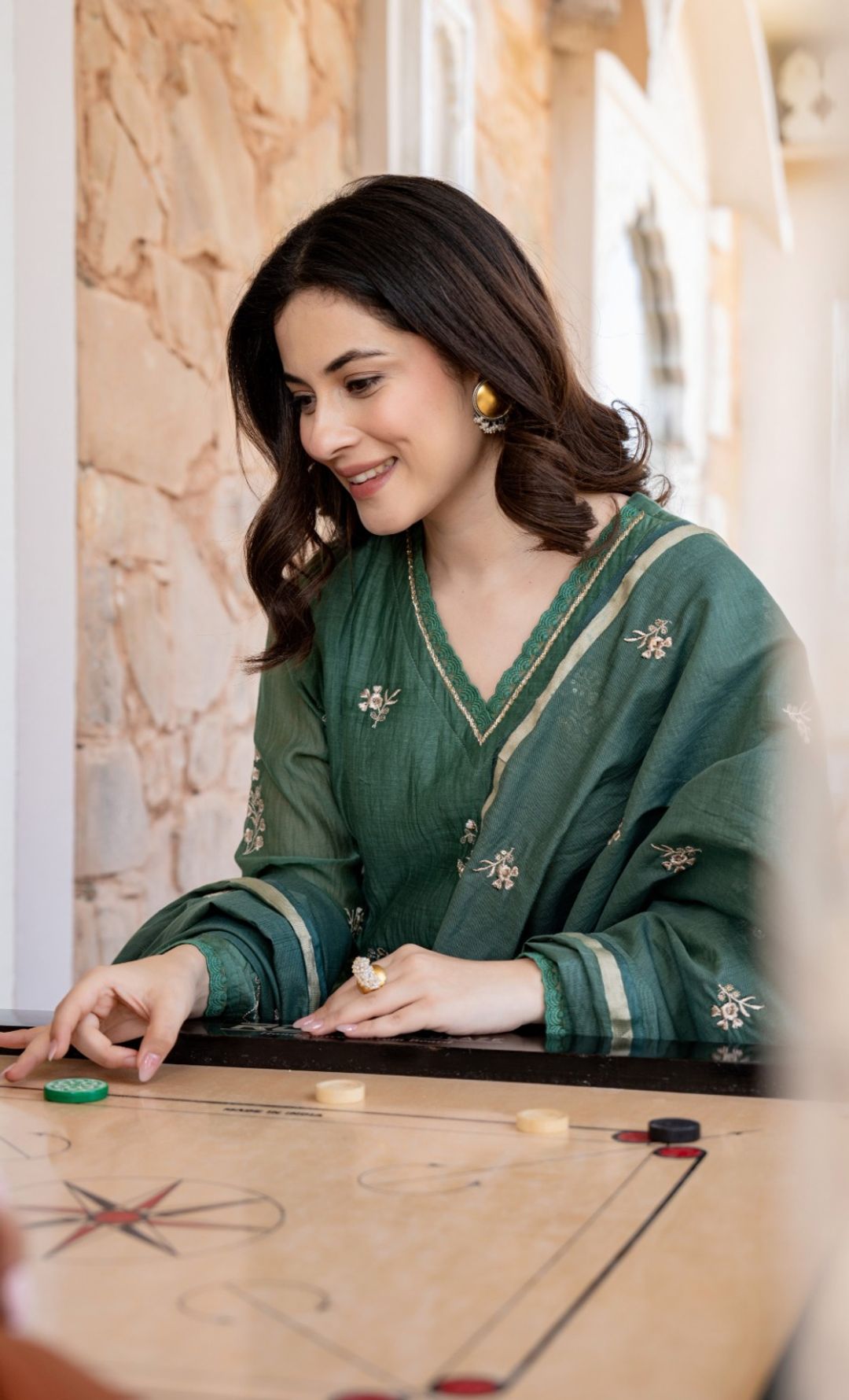 Elegant Green Chanderi Silk Kurti Pant Dupatta Set