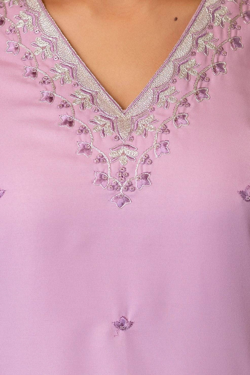 Pink Rayon Embroidered Kurti Pant Dupatta Set