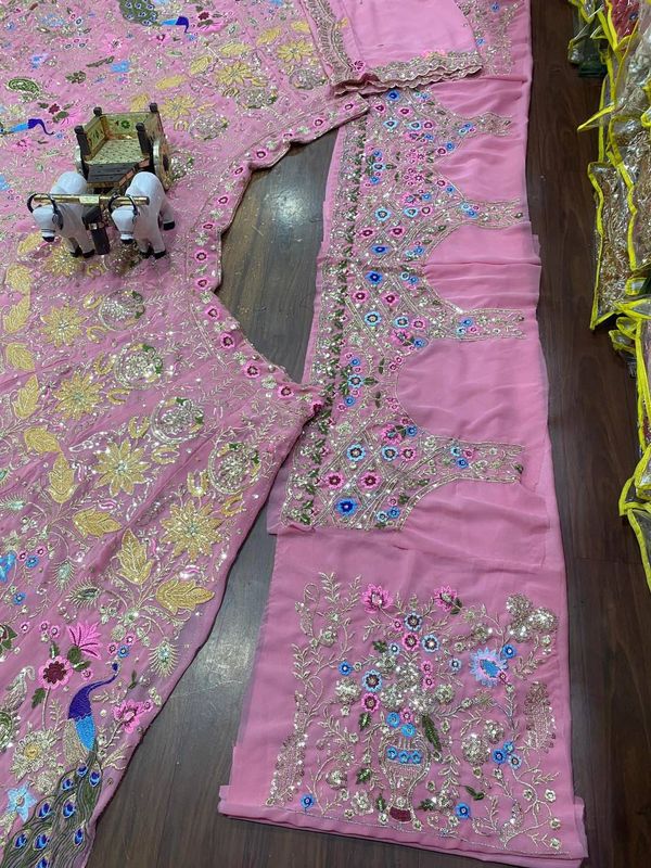 Pink Bridal Embroidered Lehenga Set with Dupatta