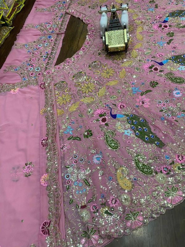 Pink Bridal Embroidered Lehenga Set with Dupatta