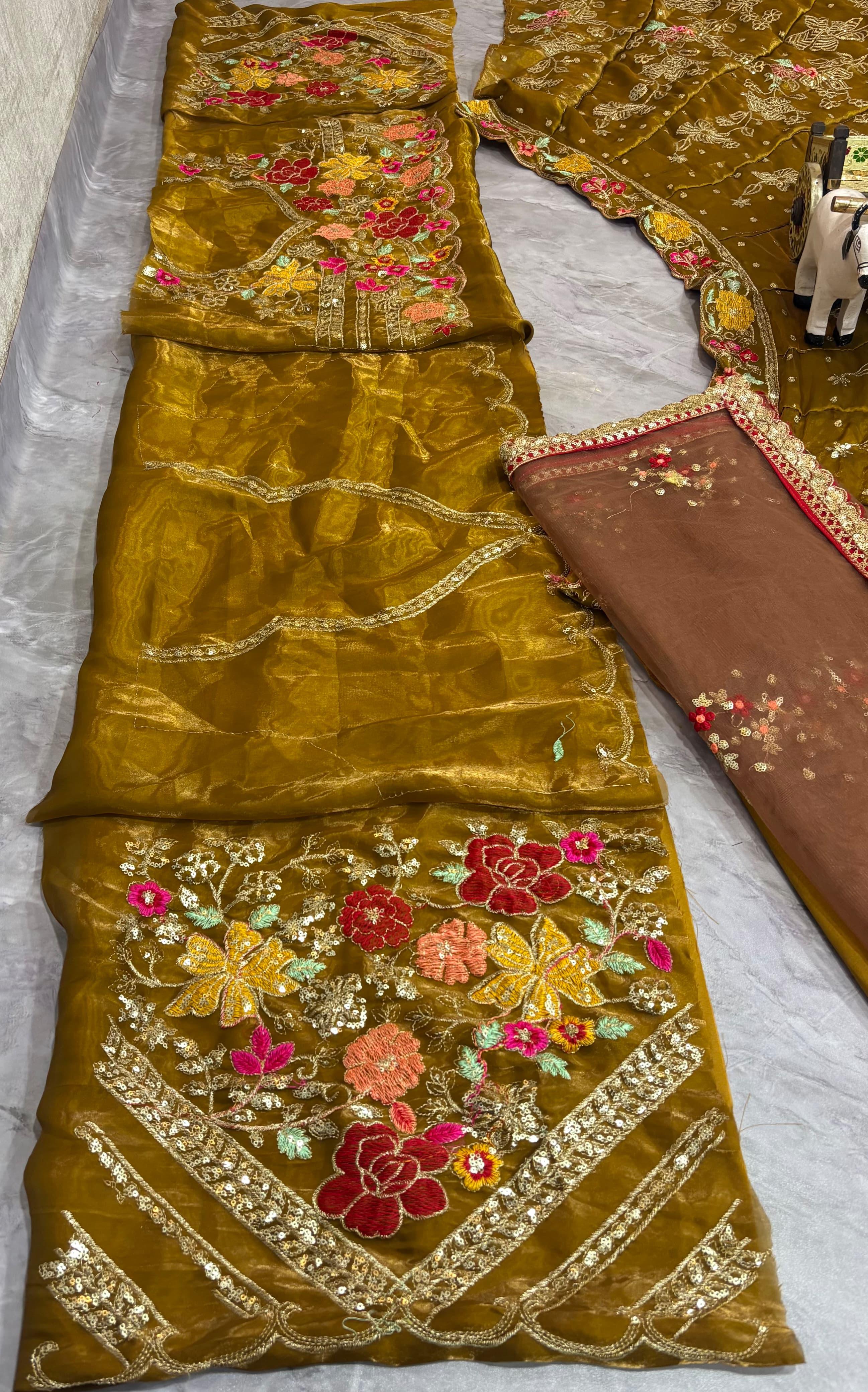 Brown Floral Embroidered Jimmy Choo Lehenga for Women