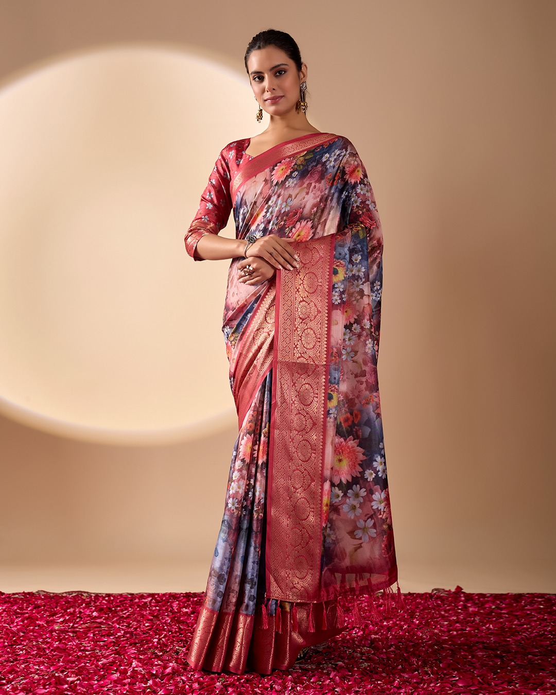 Wine Garden Designer Silk Saree