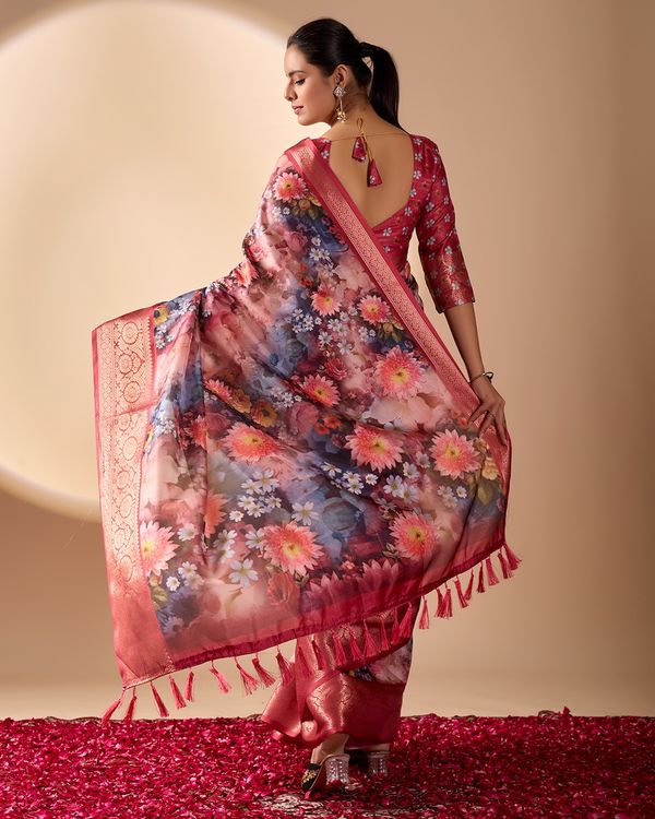 Wine Garden Designer Silk Saree