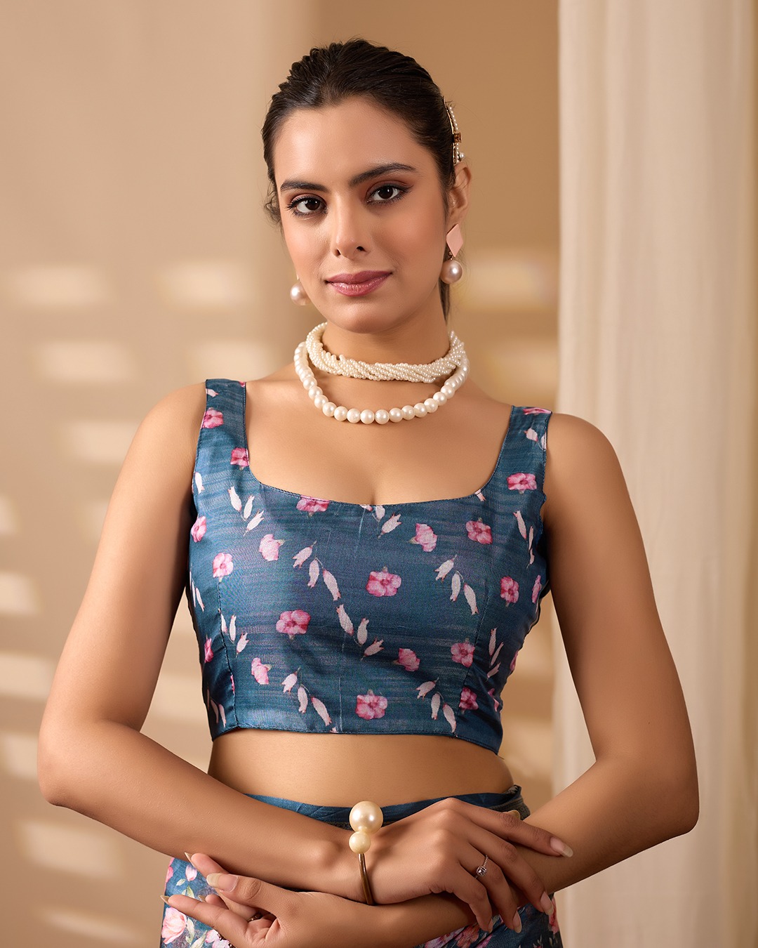 Royal Teal Floral Elegance Saree