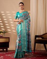 Sea Green Fusion Designer Saree - Green