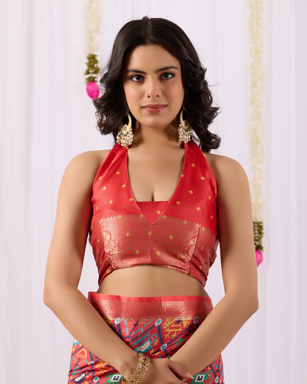 Red Patola Design Lichi Silk Saree Online - Varnavi