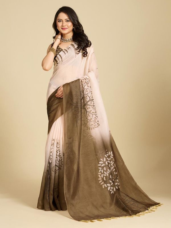 Beige Grace Cotton Silk Saree for Daily Wear