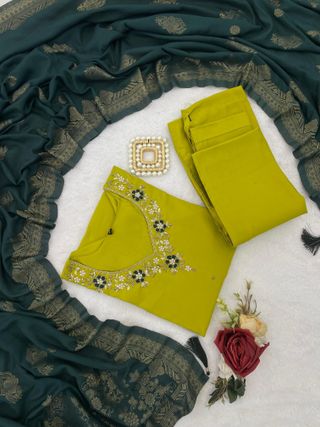 Mustard Yellow Designer Kurti Pant Dupatta Set Women