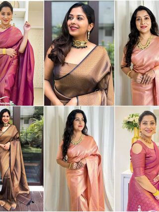 Brown Lichi Silk Saree with Rich Zari Weaving Pallu