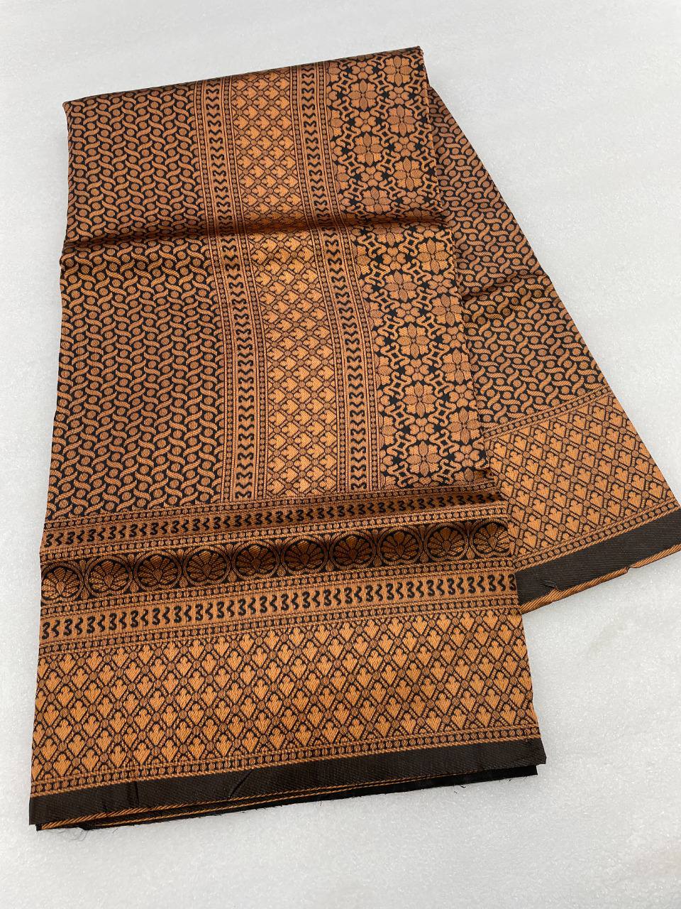 Brown Lichi Silk Saree with Rich Zari Weaving Pallu