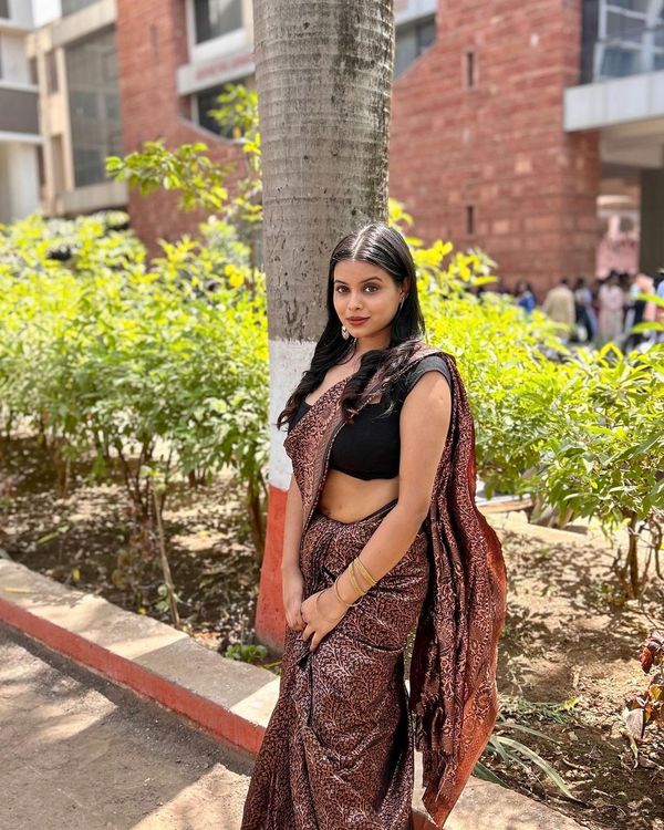 Black Copper Lichi Silk Saree with Rich Jacquard Work