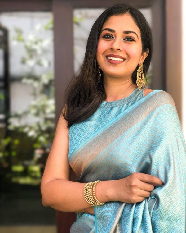 Pastel Aqua Lichi Silk Saree with Rich Jacquard Border