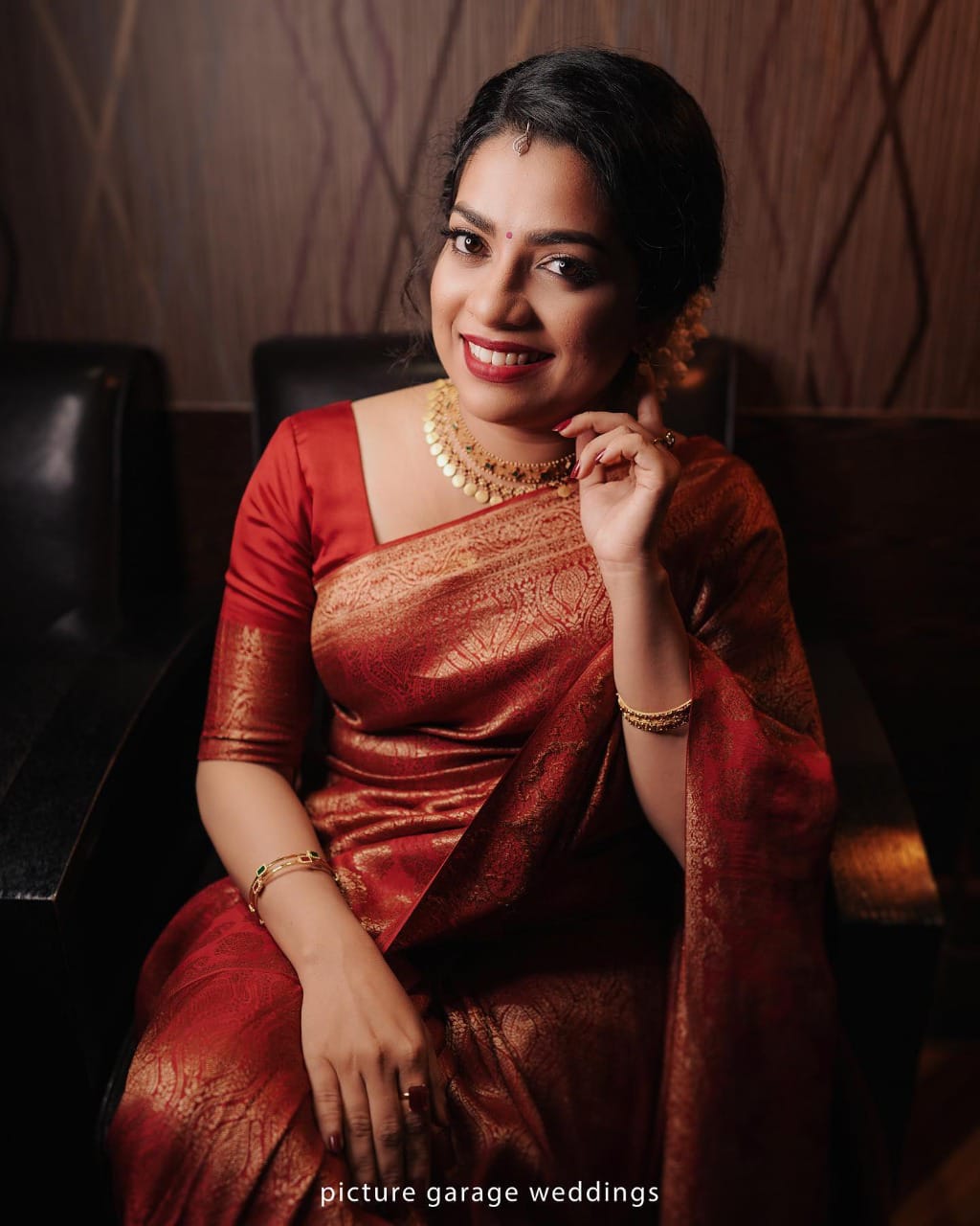 Red Lichi Silk Saree with Rich Golden Jacquard Work