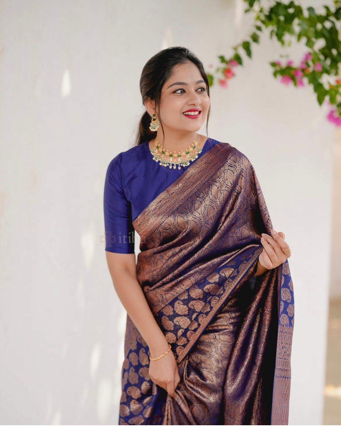 Purple Lichi Silk Saree with Rich Golden Jacquard Work