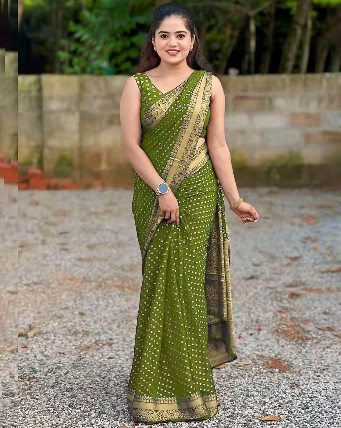 Green Lichi Silk Jacquard Saree with Rich Pallu Design