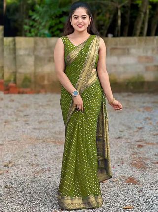 Green Lichi Silk Jacquard Saree with Rich Pallu Design