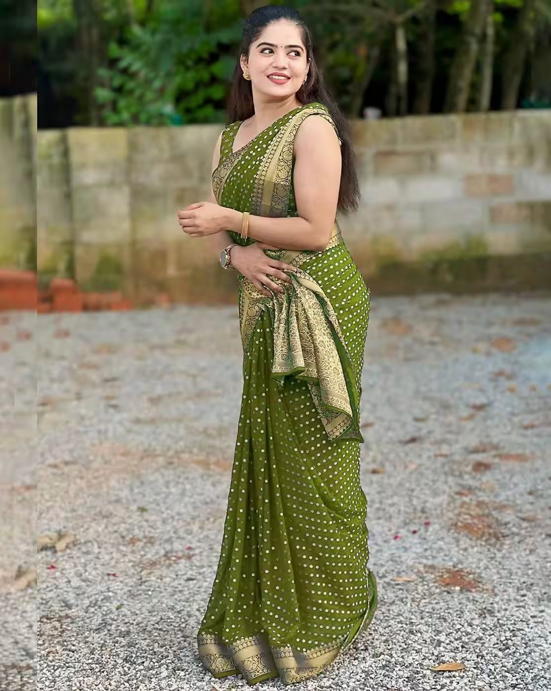 Green Lichi Silk Jacquard Saree with Rich Pallu Design