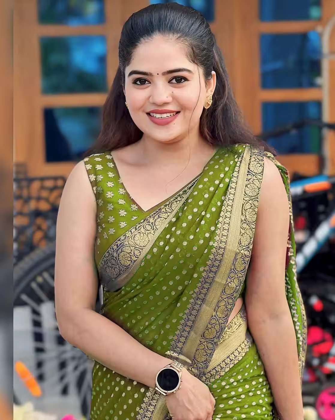 Green Lichi Silk Jacquard Saree with Rich Pallu Design