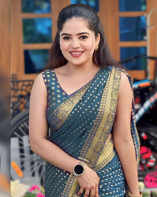 Blue Lichi Silk Jacquard Saree with Elegant Rich Pallu