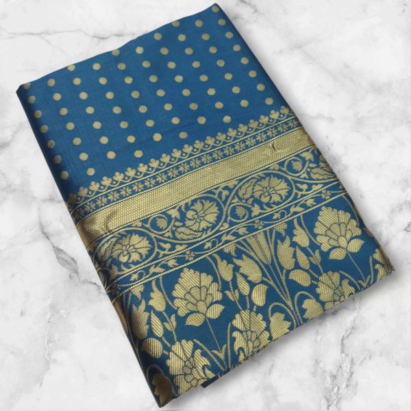 Blue Lichi Silk Jacquard Saree with Elegant Rich Pallu