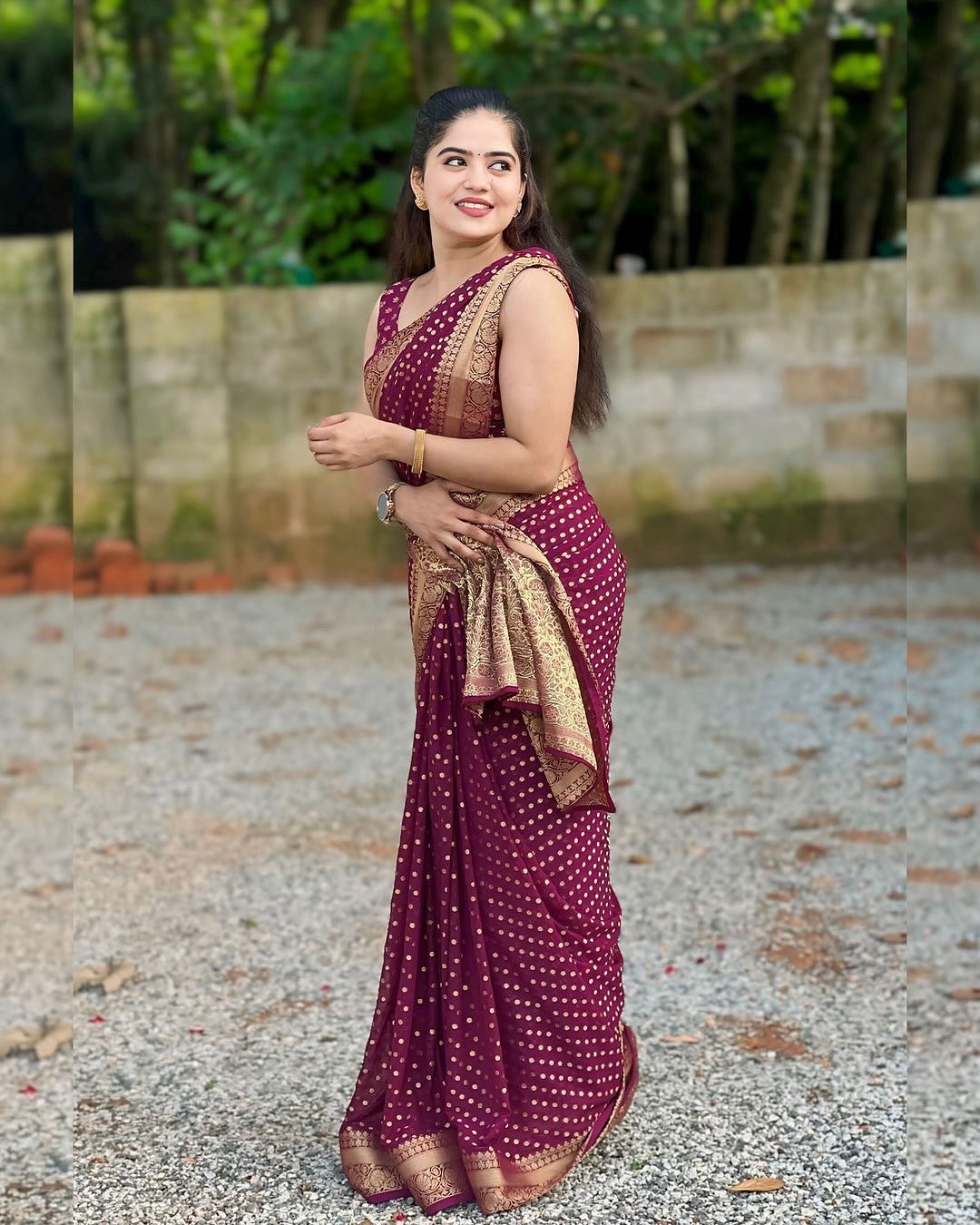Maroon Lichi Silk Jacquard Saree with Rich Pallu