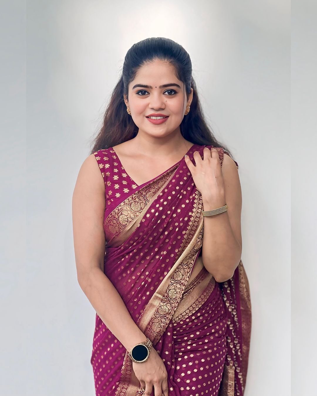 Maroon Lichi Silk Jacquard Saree with Rich Pallu