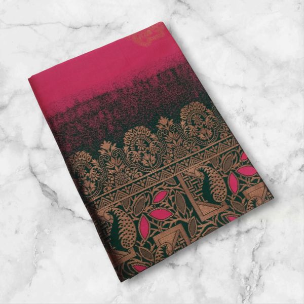 Rani Pink Lichi Silk Saree With Jacquard Border Pallu