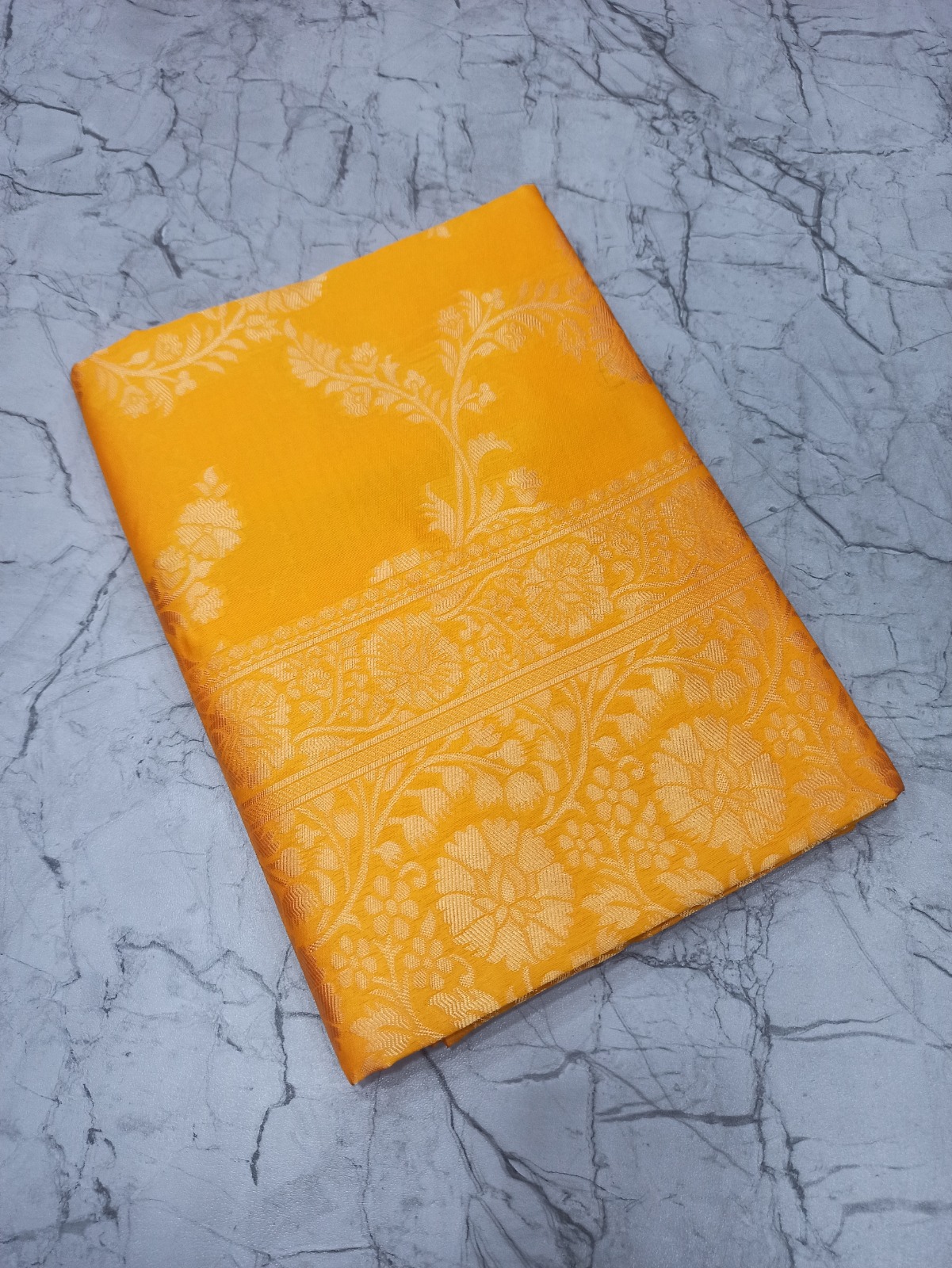 Yellow Banarasi Silk Saree With Rich Gold Zari Work