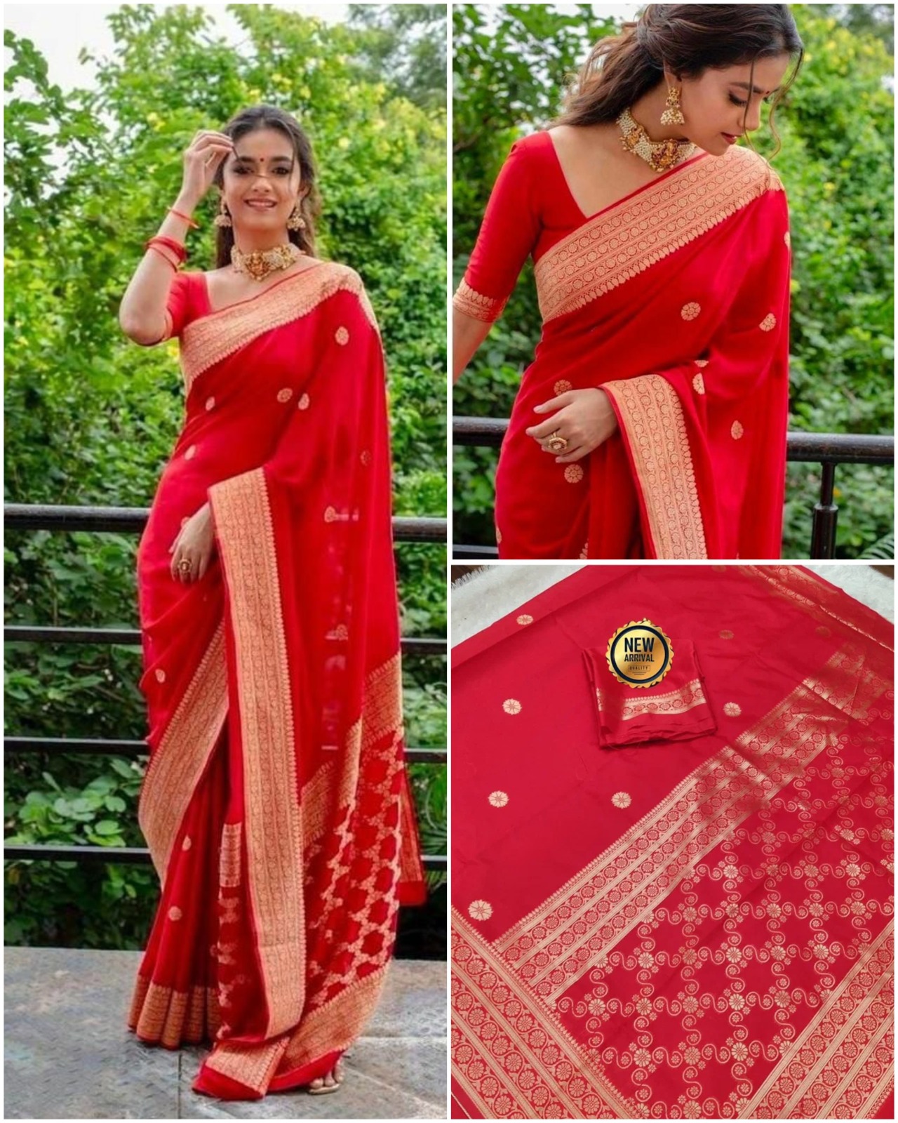Red Banarasi Silk Saree With Elegant Zari Borde