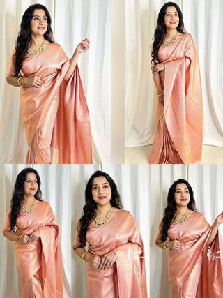 Peach Lichi Silk Saree with Rich Pallu & Jacquard Work