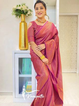 Wine Lichi Silk Saree with Zari Jacquard & Rich Pallu