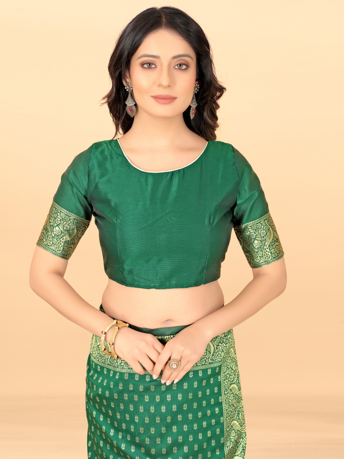 Premium Green Silk Saree with Traditional Zari Work