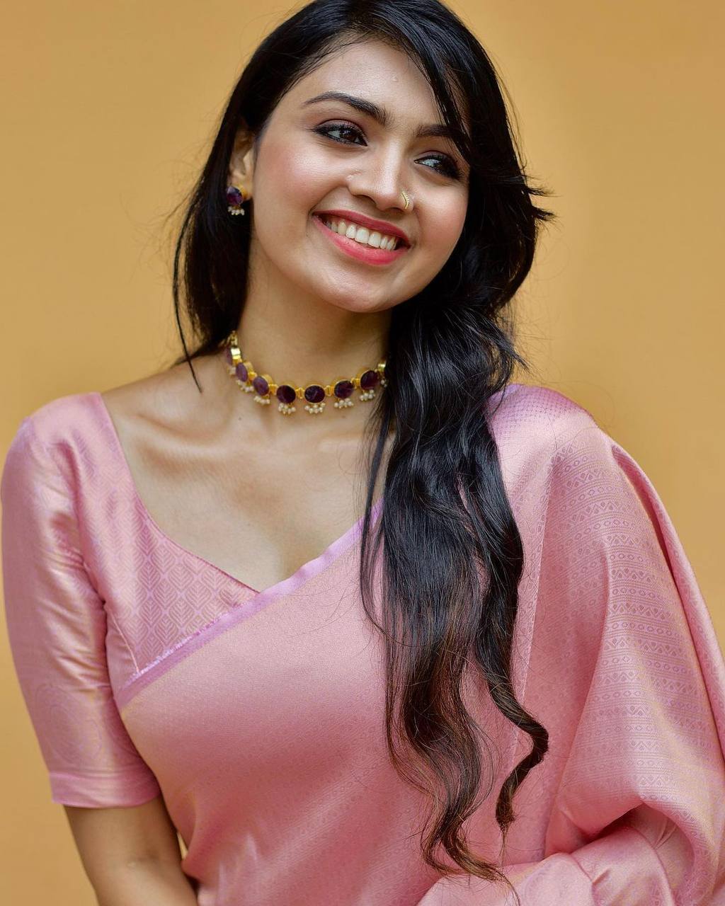 Blush Pink Banarasi Soft Silk Saree with Elegant Weave