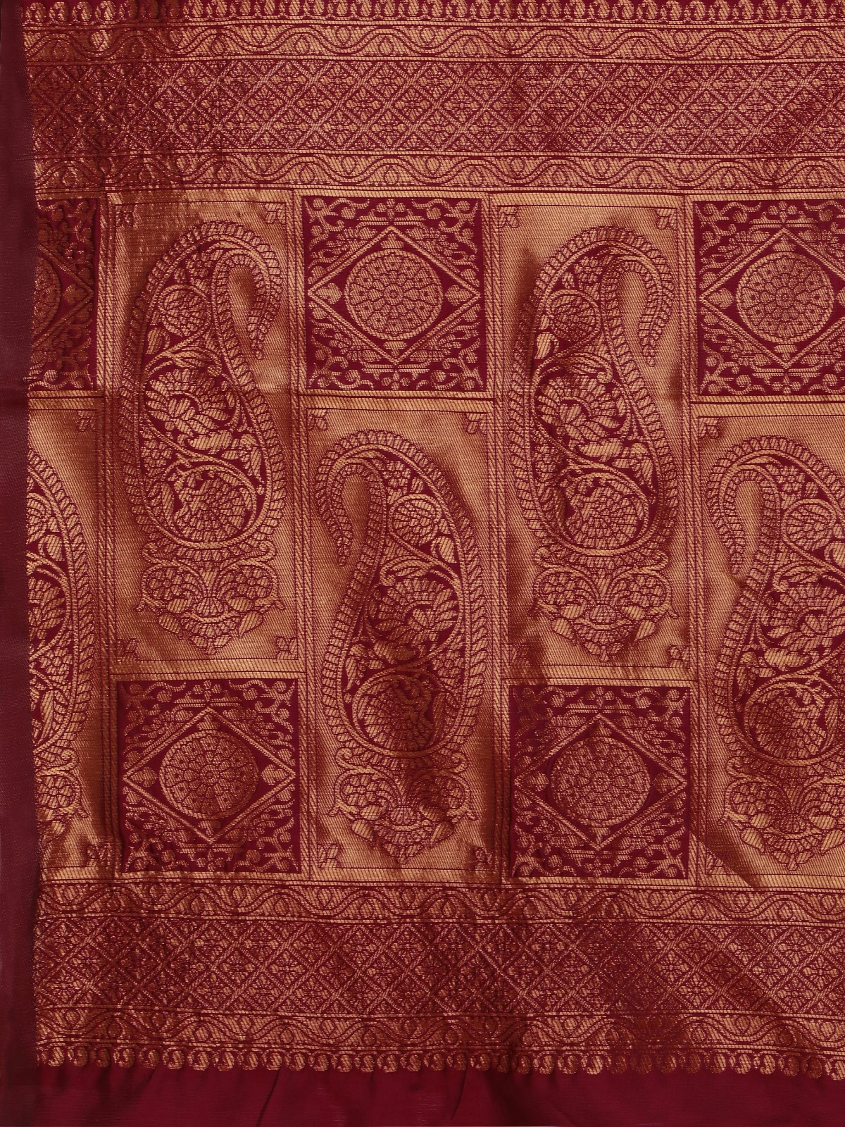 Maroon Banarasi Soft Silk Saree with Classic Zari Motifs