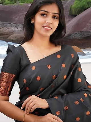 Premium Black Soft Silk Saree with Traditional Zari Work