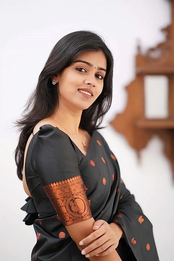 Premium Black Soft Silk Saree with Traditional Zari Work