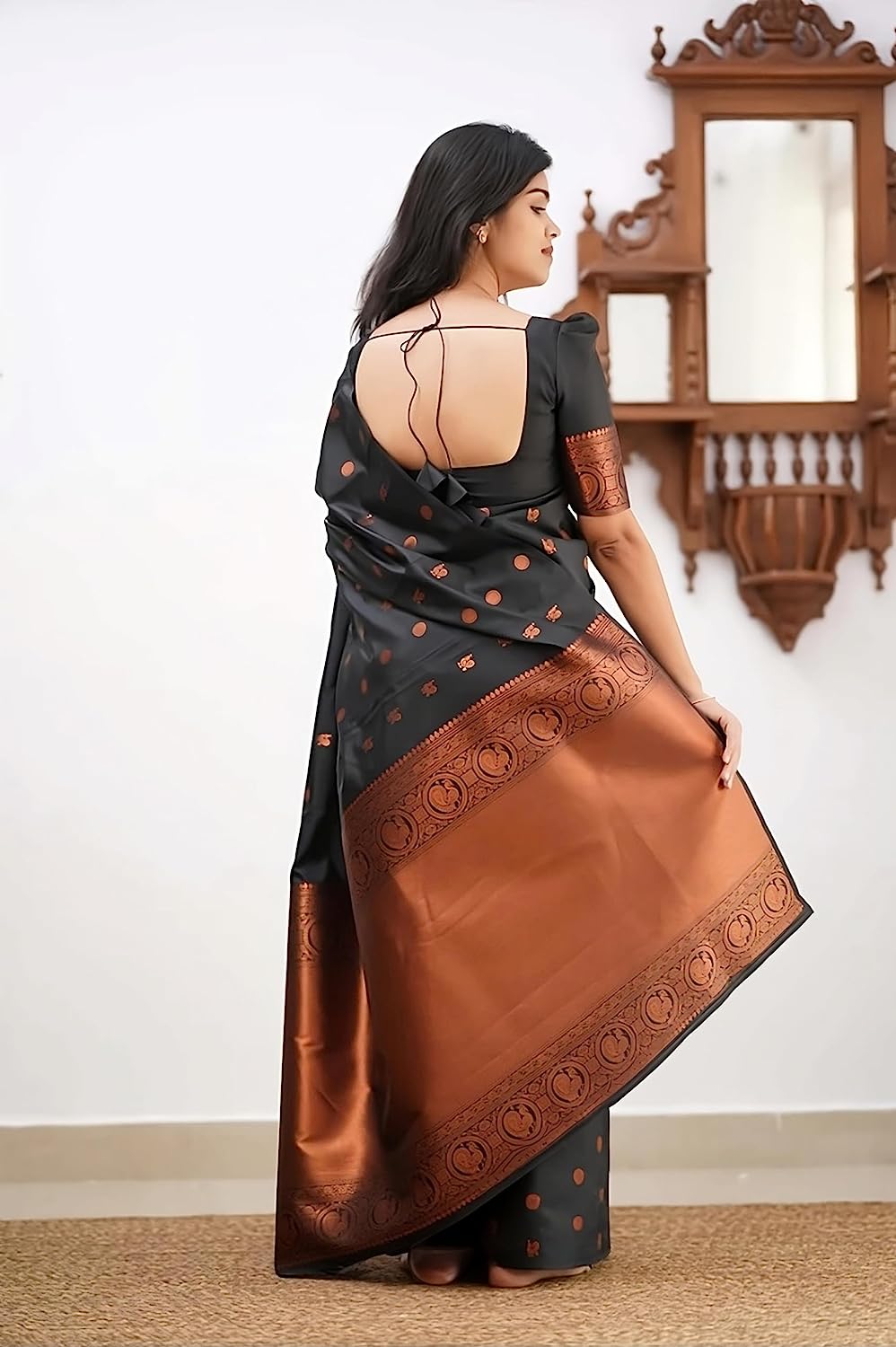 Premium Black Soft Silk Saree with Traditional Zari Work
