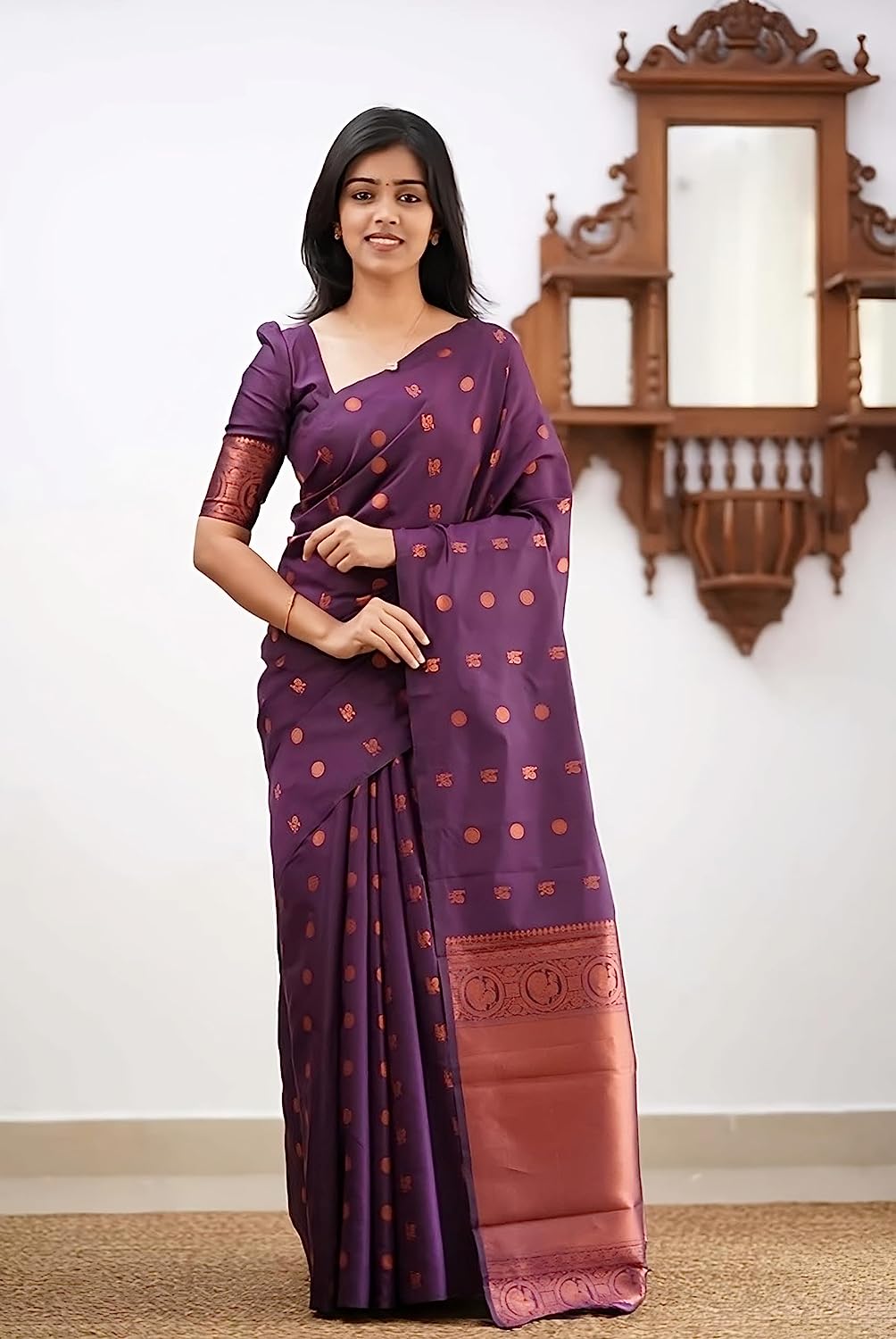 Wedding Special Purple Banarasi Silk Saree for Women