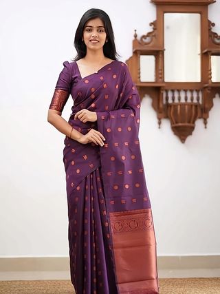 Wedding Special Purple Banarasi Silk Saree for Women