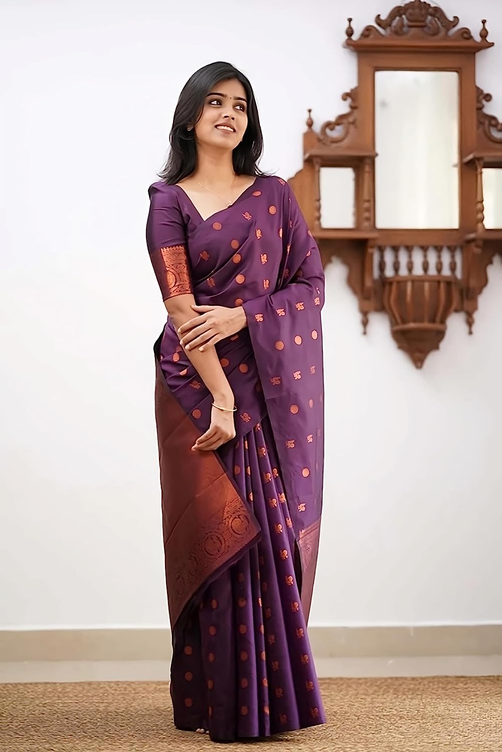 Wedding Special Purple Banarasi Silk Saree for Women