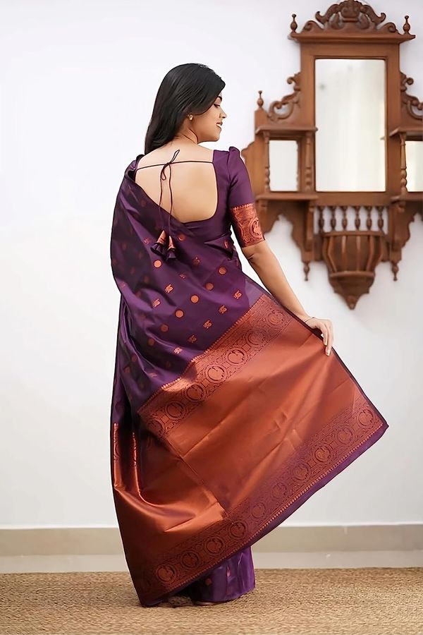 Wedding Special Purple Banarasi Silk Saree for Women