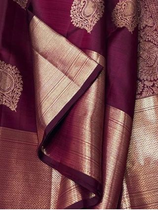 Wine Zari Banarasi Soft Silk Saree Online India
