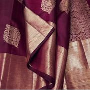 Wine Zari Banarasi Soft Silk Saree Online India - wine
