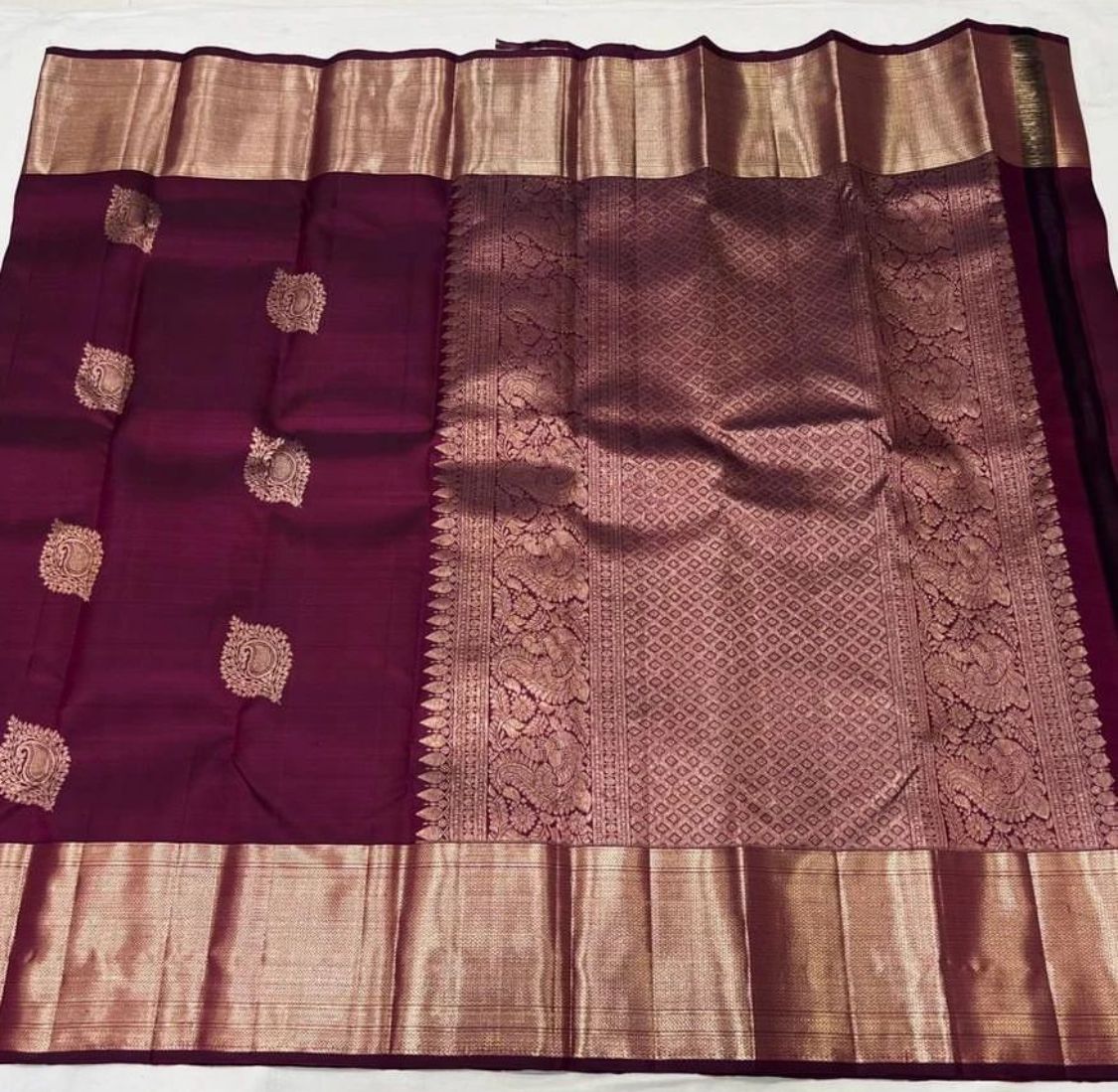 Wine Zari Banarasi Soft Silk Saree Online India