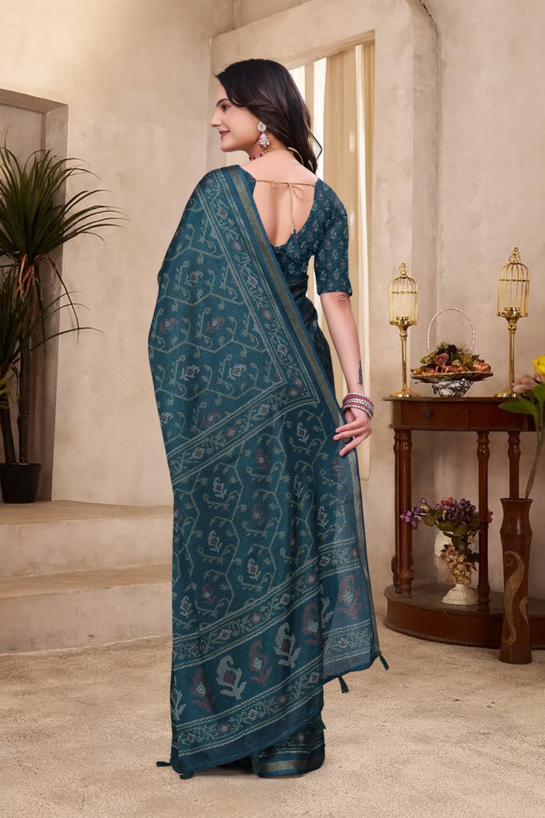 Teal Green Cotton Saree for Women Online India